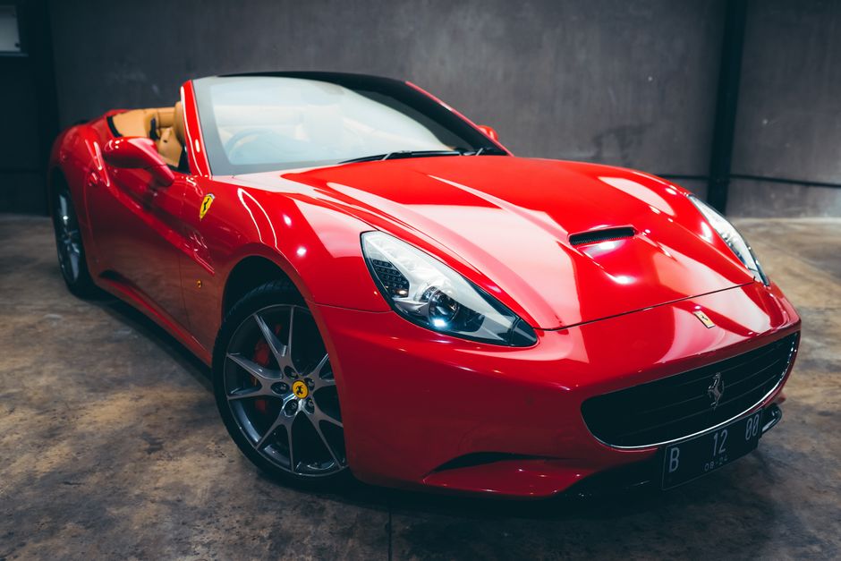 Glossy sports car showcasing a flawless ceramic coating finish